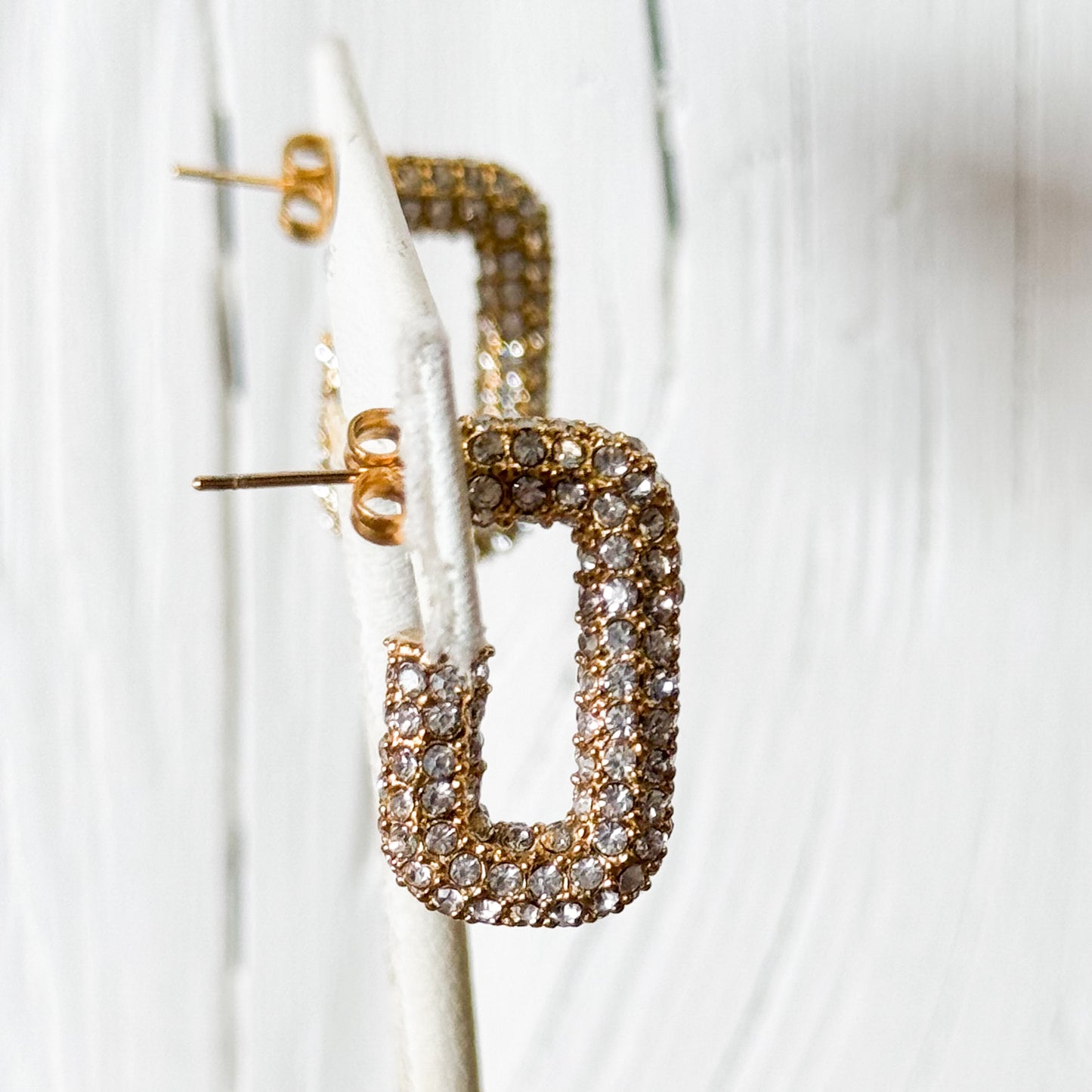 Pave Rectangle Hoops