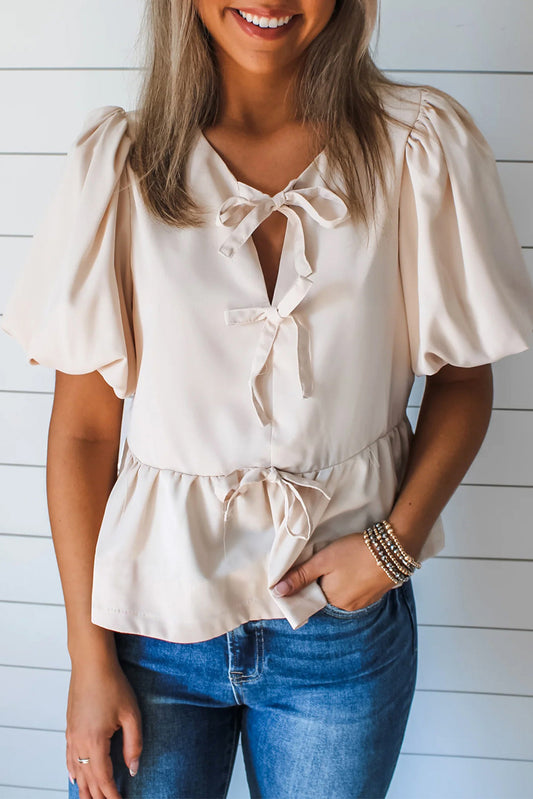 Bowknot Peplum Blouse