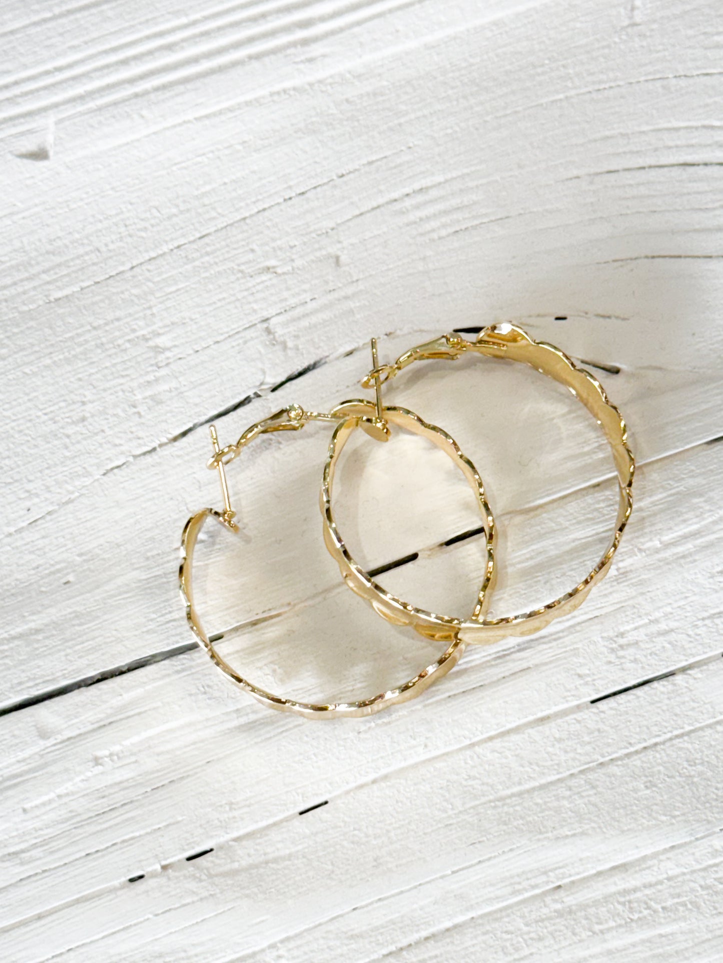 Gold Disk Hoop Earrings