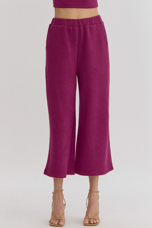Textured High-Waisted Cropped Pants
