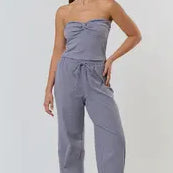 Twisted Tube Top and Wide Leg Pant Set