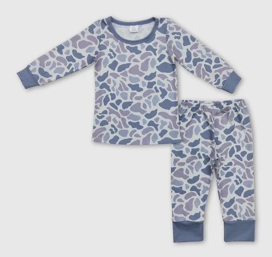 Grey Retro Camo Bamboo Pajamas