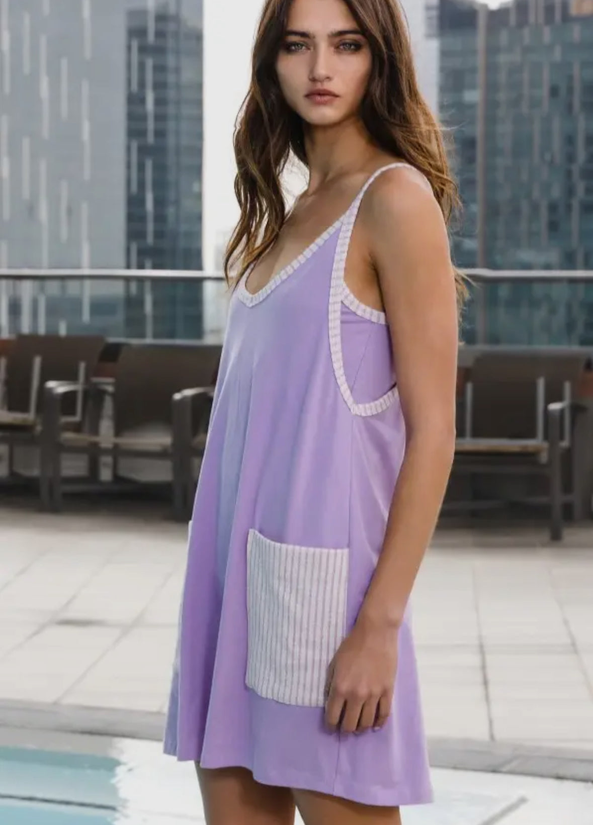 Lavender Mini Dress with Built In Romper Lining