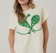 Yarn Tennis Racket Embroidery Tee