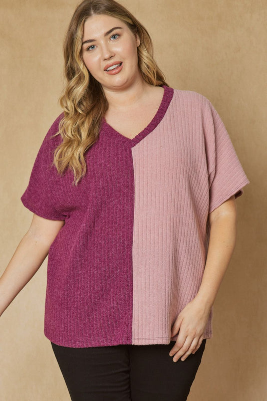 Plumb Plus Colorblock V-Neck