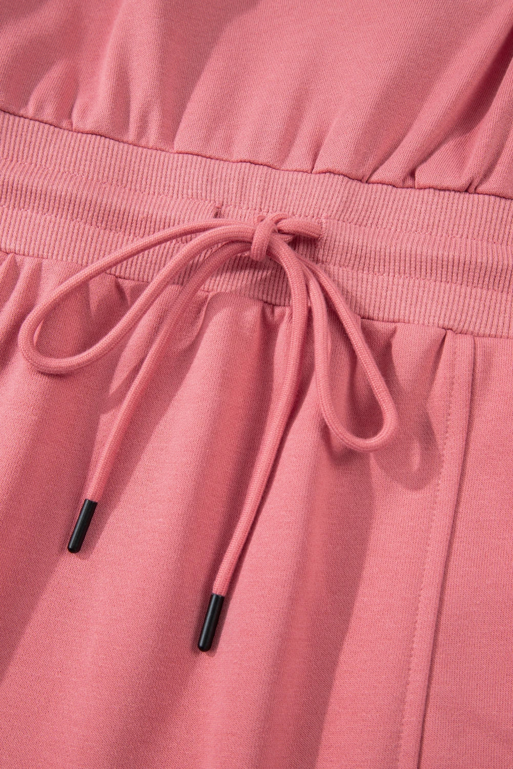 Soft Pink Terry Cloth Drawstring Dress