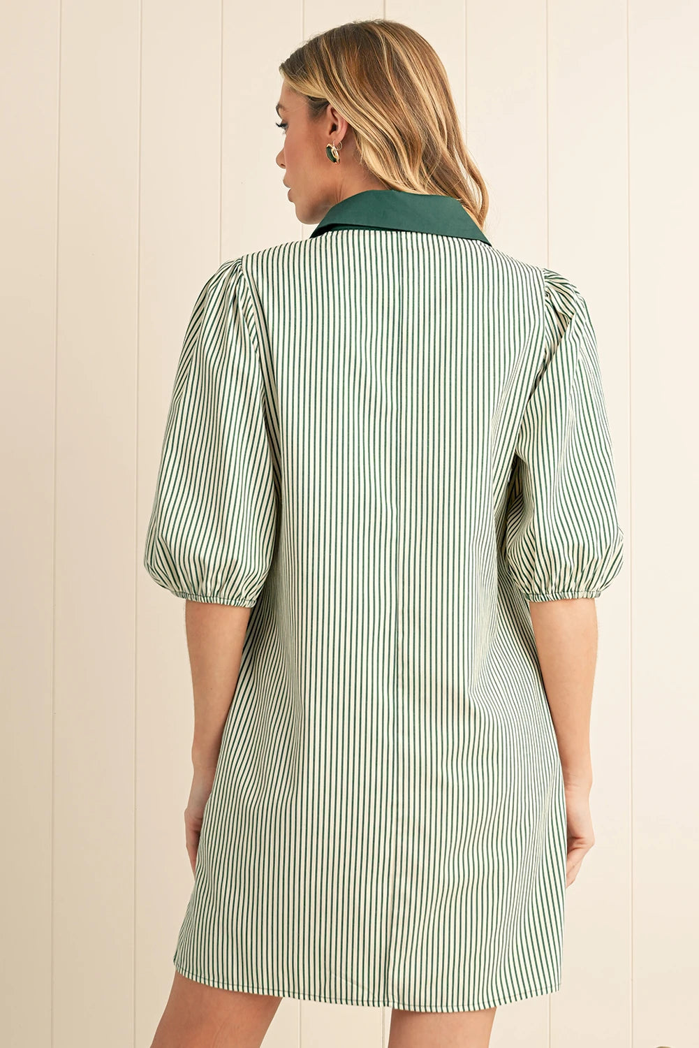 Green Striped Button Down Dress