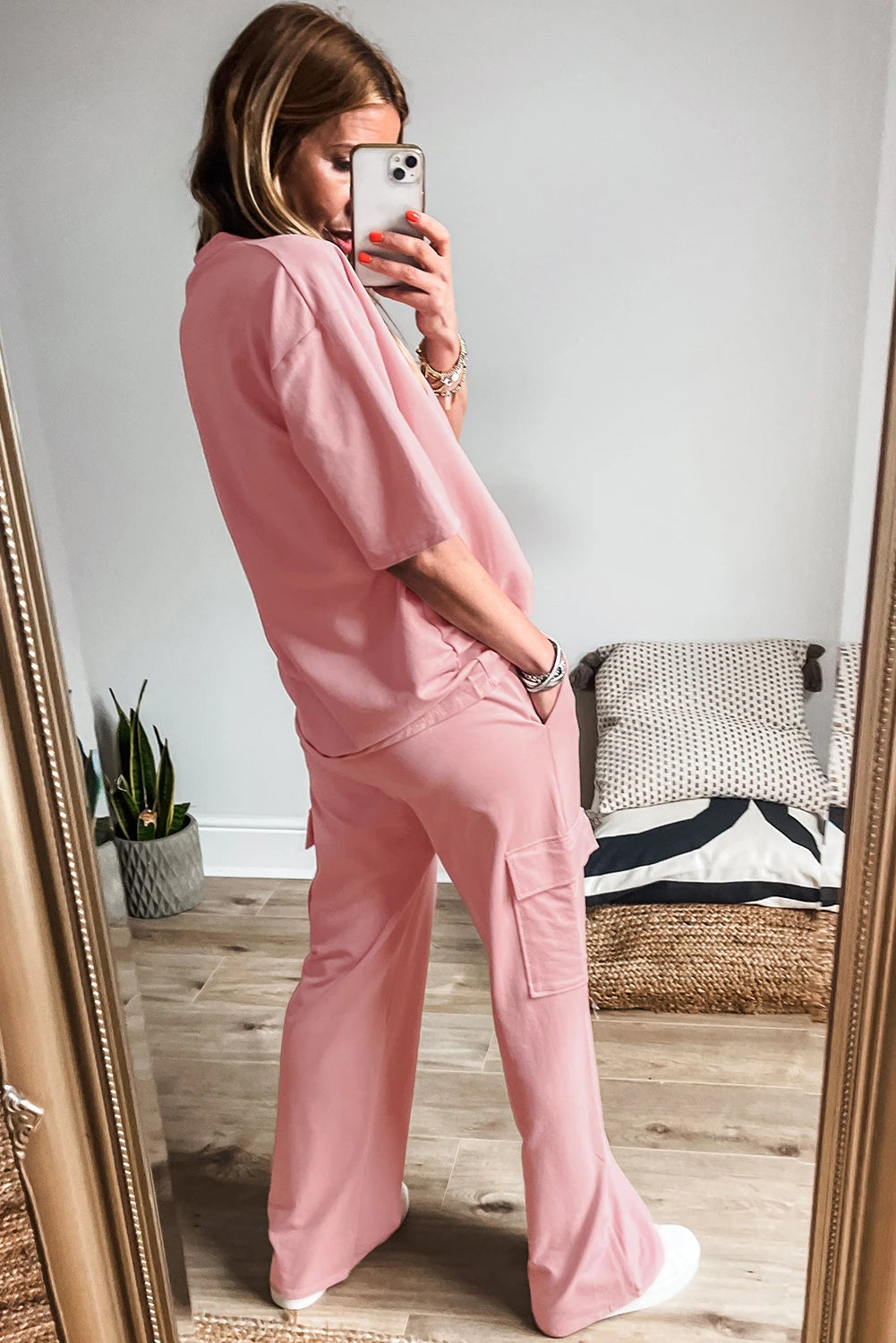 Baby Pink T-Shirt & Cargo Pant Set