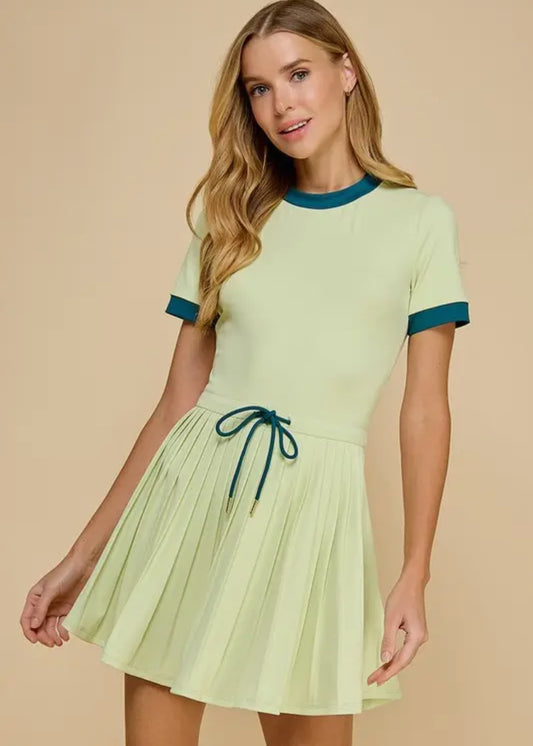 Lime Motion Pleated Athletic Dress